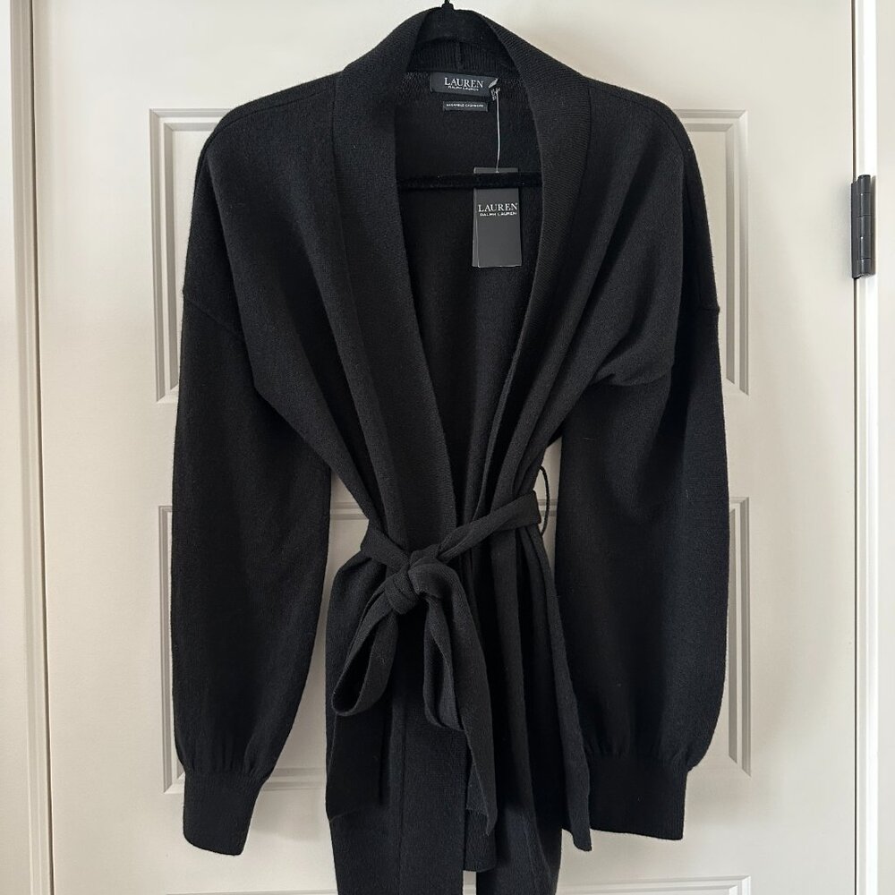 Women's Cashmere Black Wrap Sweater